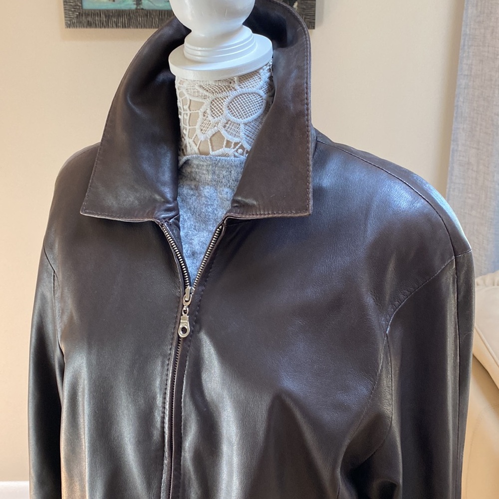 Leather jacket XL, By Sergio Vietri. Classic, brown, very soft leather